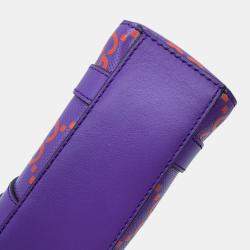 Gucci Purple/Orange Leather GG Embossed Handbag 