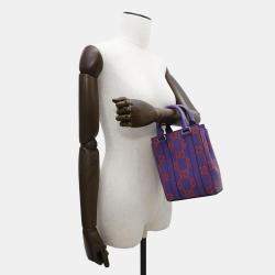Gucci Purple/Orange Leather GG Embossed Handbag 