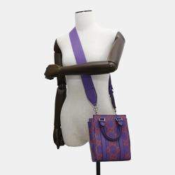 Gucci Purple/Orange Leather GG Embossed Handbag 