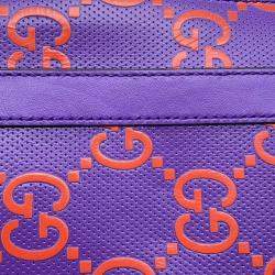 Gucci Purple/Orange Leather GG Embossed Handbag 