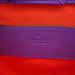 Gucci Purple/Orange Leather GG Embossed Handbag 