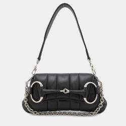 Gucci Black Leather Horsebit Shoulder Bag 