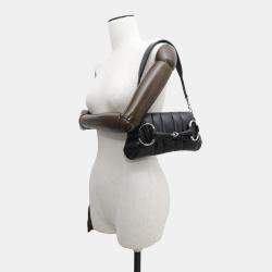 Gucci Black Leather Horsebit Shoulder Bag 