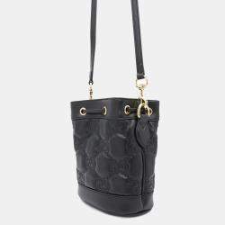 Gucci Black Leather GG Matelasse Bucket Bag