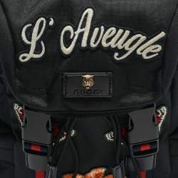 Gucci Black Nylon Web L'Aveugle Par Amour Embroidered Backpack