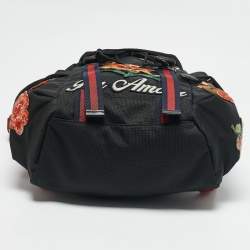 Gucci Black Nylon Web L'Aveugle Par Amour Embroidered Backpack