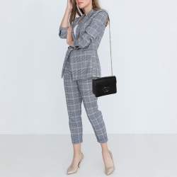 Pre Owned Gucci Black Leather Dollar Interlocking GG Shoulder Bag