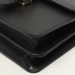 Pre Owned Gucci Black Leather Dollar Interlocking GG Shoulder Bag