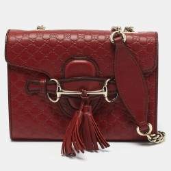 Gucci Red Microguccissima Leather Mini Emily Chain Crossbody Bag