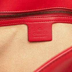 Gucci Red Small GG Marmont Matelasse Leather Flap Crossbody