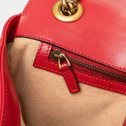 Gucci Red Small GG Marmont Matelasse Leather Flap Crossbody