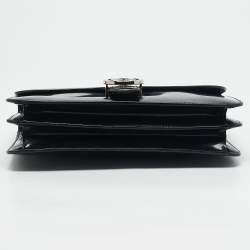 Pre Owned Gucci Black Glossy Leather Medium Interlocking G Shoulder Bag