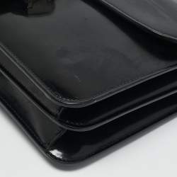 Pre Owned Gucci Black Glossy Leather Medium Interlocking G Shoulder Bag