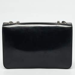 Pre Owned Gucci Black Glossy Leather Medium Interlocking G Shoulder Bag