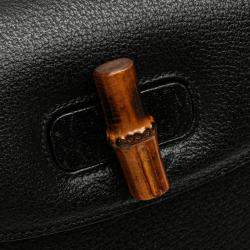 Pre Owned Gucci Black Calfskin Bamboo Night