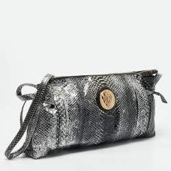 Gucci Silver/black Python Large Hysteria Clutch