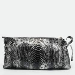 Gucci Silver/black Python Large Hysteria Clutch