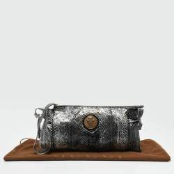 Gucci Silver/black Python Large Hysteria Clutch