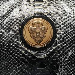 Gucci Silver/black Python Large Hysteria Clutch