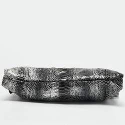 Gucci Silver/black Python Large Hysteria Clutch