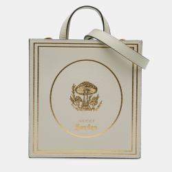 Gucci Beige Garden Calfskin Mushrooms Vertical Shopping Tote