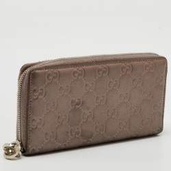 Gucci Metallic Guccissima Leather Long Zip Around Wallet