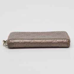 Gucci Metallic Guccissima Leather Long Zip Around Wallet