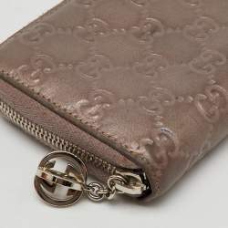 Gucci Metallic Guccissima Leather Long Zip Around Wallet