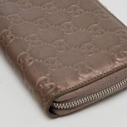 Gucci Metallic Guccissima Leather Long Zip Around Wallet