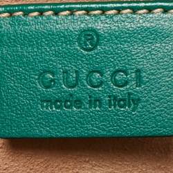 Gucci Green Matelassé Leather Small GG Marmont Camera Bag