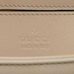 Gucci White Matelassé Leather Mini GG Marmont Top Handle Bag