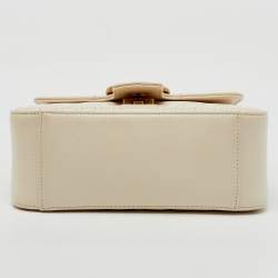Gucci White Matelassé Leather Mini GG Marmont Top Handle Bag