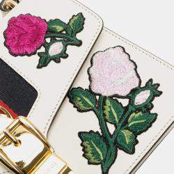 Gucci White Small Floral Embroidered Leather Sylvie Crossbody