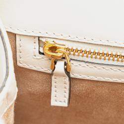 Gucci White Small Floral Embroidered Leather Sylvie Crossbody