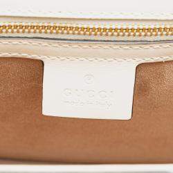 Gucci White Small Floral Embroidered Leather Sylvie Crossbody