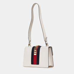 Gucci White Small Floral Embroidered Leather Sylvie Crossbody