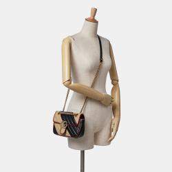 Gucci Beige/Black Mini GG Marmont Matelasse Leather Torchon Flap Crossbody