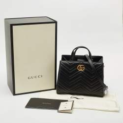Gucci Black Matelasse Leather Small GG Marmont Tote