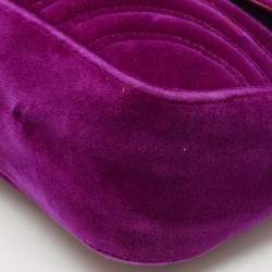 Gucci Purple Matelasse Velvet Small GG Marmont Shoulder Bag