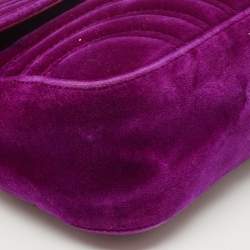 Gucci Purple Matelasse Velvet Small GG Marmont Shoulder Bag