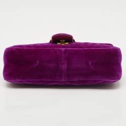 Gucci Purple Matelasse Velvet Small GG Marmont Shoulder Bag