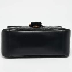 Gucci Black Matelasse Leather Medium GG Marmont Top Handle Bag