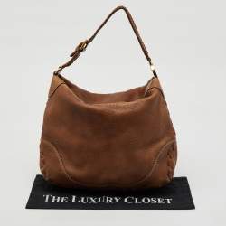 Gucci Brown Grained Leather Charlotte Whipstitch Hobo