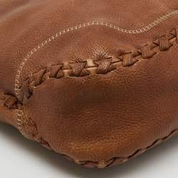 Gucci Brown Grained Leather Charlotte Whipstitch Hobo