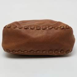 Gucci Brown Grained Leather Charlotte Whipstitch Hobo