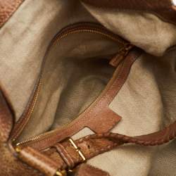 Gucci Brown Grained Leather Charlotte Whipstitch Hobo