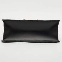 Gucci Black Leather Medium Animal Studs Sylvie Top Handle Bag