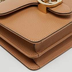 Gucci Beige Leather Dollar Interlocking G Flap Crossbody Bag