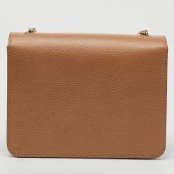 Gucci Beige Leather Dollar Interlocking G Flap Crossbody Bag