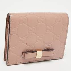 Gucci Blush Pink Microguccissima Leather Bow Card Case